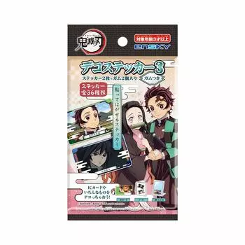 Demon Kimetsu no Yaiba Наклейка Deco с 3 конфетами Kimetsu no Slayer, жевательными резинками, деталями, игрушками/жвачками (Убийца демонов Яиба)