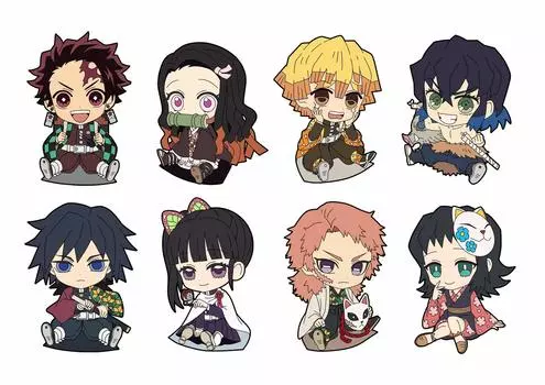 Demon Kimetsu no Yaiba Petanko Trading Rubber Strap BOX всего 8 видов Slayer 1BOX=8 штук,