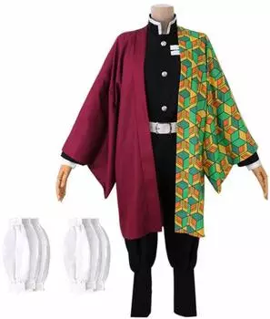 Demon Kimetsu no Yaiba с париком Танджиро Камадо Незуко Камадо Зеницу Агацума Гию Томиока Униформа Убийцы Демонов Косплей Костюм Гию Убийца (XL,