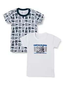 Demon Kimetsu no Yaiba Водопоглощающая быстросохнущая рубашка с коротким рукавом и круглым вырезом, комплект из 2 шт. 541 [Bandai] Slayer (мальчиков)