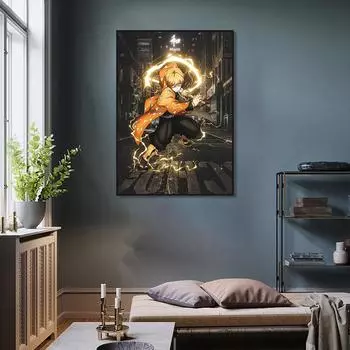 Demon Slayer аниме постер Agatsuma Zenitsu холст картина детская комната художественные украшения фрески для современного домашнего декора стены эстетический 21cm30cm NoFrame