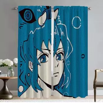 Demon Slayer Anti-mosquito Curtains for Living Room Blackout Curtain Halloween Decoration Partition Curtains 2 Pieces Shades W50xH70cmx2pcs-CL