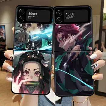 Demon Slayer Cartoon PC Capa Case Funda for Samsung Galaxy Zflip Z Flip 5G Zflip3 Flip3 Flip5G GalaxyZflip3 Celular Samsung Z Flip