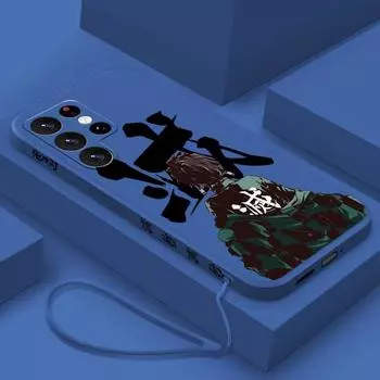 Demon Slayer Cute для Samsung S24 S23 S22 S21 S20 Fe S10 Note 20 10 Ultra Lite Plus Liquid Left Rope Phone Case Samsung S22 Plus