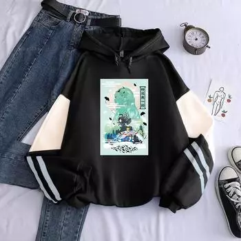 Demon Slayer Hot Anime Hoodies Tokitou Muichirou Harajuku Manga Printed Pullover Men Women Unisex Black Loose Hooded Sweatshirts XS чёрный