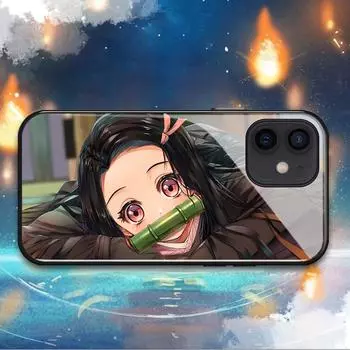 Demon Slayer Kamado Nezuko Phone Case For Iphone 6 7 8 14 Plus 11 12 13 14 Pro max Mini X XR XS Max Tempered glass shell Cover iPhone 6 6s