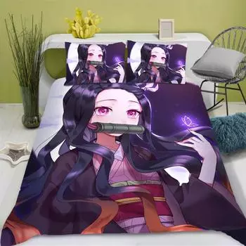 Demon Slayer: Kimetsu no Yaiba Duvet Cover Set Bedding Comforter Sets King Size 3D Children S Bedding Set EU single(135x200cm)