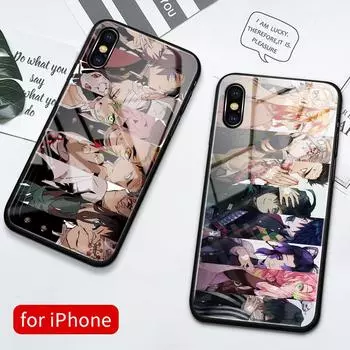 Demon Slayer Kimetsu No Yaiba Glass Black Phone Cover Shell For Apple Iphone 8 7 6 6s 14 Plus X Xs Max Xr 11 12 13 14 Pro Max iPhone 6 6s