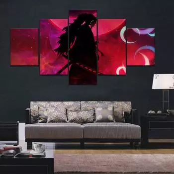 Demon Slayer Kimetsu no Yaiba Kokushibou призрак аниме 5 шт. настенное искусство холст HD постеры живопись домашний декор фотографии украшения 20x35 20x45 20x55cm