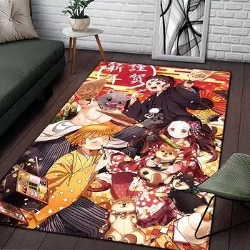 Demon Slayer красивый ковер с росписью для гостиной большой ковер черный мягкий ковер украшения дома коврики бохо коврики для пикника 40x60cm(15x23 in)