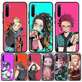 Demon Slayer японского аниме модный чехол для телефона для Redmi Note 10 11 11S 11E 7 8 8T 9 9S 9T Pro Plus 4G 5G черный мягкий чехол Redmi Note 7