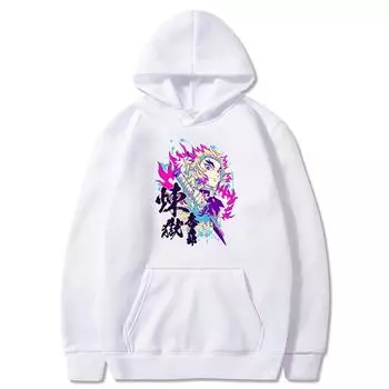 Demon Slayer Rengoku Kyoujurou Толстовки на молнии Манга Панк Толстовка с принтом Мужчины Женщины Модная зимняя теплая куртка на молнии с длинным рукавом Пальто S чёрный