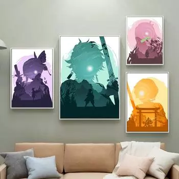 Demon Slayer Tanjiro манга комиксы постеры и принты минималистичный аниме холст настенная живопись картина для гостиной декор детской комнаты 21x30cm No Frame