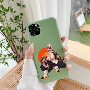 Demon Slayer Uzui Tengen Phone Case for iPhone 11 12 13 Mini Pro Xs Max 8 7 6 6S Plus X XR Solid Candy Color Case iphone 6 6s