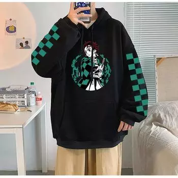 Demon Slayer Япония Аниме Плюс Размер Толстовка Танджиро Камадо Мужчины Женщины Кофты Y2k Harajuku Унисекс Повседневный Пуловер Одежда Топы S