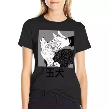 Демонические псы Jjk (Мегуми) Футболка с принтом животных, рубашка для девочек, аниме, винтажная женская одежда, корейская женская одежда S белый