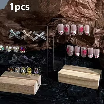 Демонстрационная доска из цельного дерева для дизайна ногтей, акриловая рабочая стойка, демонстрационная стойка для ногтей, инструмент для хранения предметов для ногтей