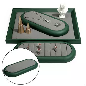 Демонстрация браслетов с ювелирными серьгами из драгоценной искусственной кожи Green Necklace Tray