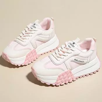 Демонстрация маленьких ножек, толстые подошвы увеличивают рост, папины туфли, женская весенняя новая универсальная и легкая повседневная спортивная обувь 35