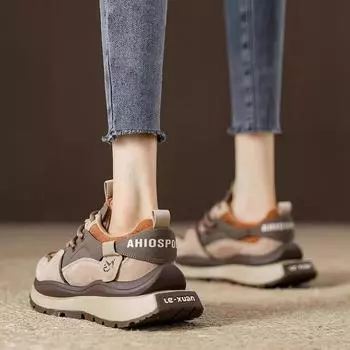 Демонстрация ног маленькие кожаные папины туфли женские на платформе нескользящие туфли Форрест Гамп 2024 осень и зима спортивная и досуговая женская обувь 35 оранжевый