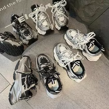 Демонстрация ног, туфли для папы на маленькой платформе, женские, увеличивающие рост, 2024, дышащие, повседневные, спортивные туфли 35 серебряный