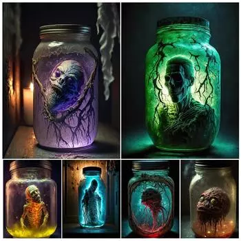 Демоны в ловушке в банках Настенный художественный принт Ужасающий мир снов в бутылке Художественный постер и принт для украшения гостиной без рамки 21*30cm