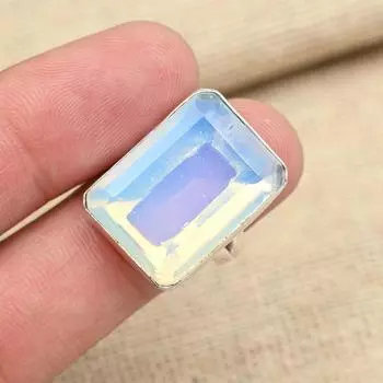 День благодарения граненый молочный опал драгоценный камень стерлингового серебра 925 пробы кольцо подарок для женщин 4 белый