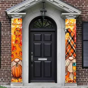 День благодарения Осенняя дверь занавеска крыльцо знак гном подсолнух День благодарения украшения для домашней вечеринки Осенний подарок на День благодарения декор