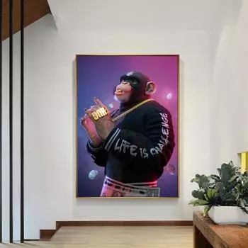 Деньги и обезьяны забавный плакат с изображением животных холст настенный принт гостиная поп-арт 21cm30cm NoFrame