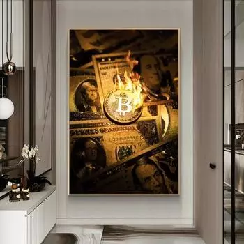 Деньги Настенная Холст Картина Офис Домашний Декор Картины Современные Абстрактные Плакаты и принты для Гостиной Настенное Искусство Без Рамки 21*30cm