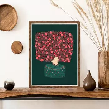 День матери постер с цветами для женщин портрет мультфильм иллюстрация настенная живопись на холсте декоративные картины для декора детской комнаты 21*30cm