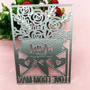 День матери поздравительная открытка фон дизайн стиль скрапбукинг ремесло Die 3D DIY изготовление фестивальных карт серебряный