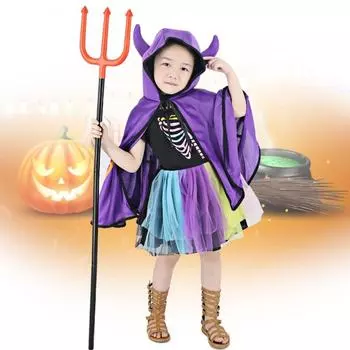 День Мультфильм Хэллоуин Вечеринка Плащ Косплей Костюм Дьявольский Рог Плащ С Капюшоном Реквизит Косплей фиолетовый