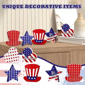 День независимости Америки Деревянные украшения Флаг Праздничная атмосфера Макет Реквизит Украшения для вечеринки One Size красный