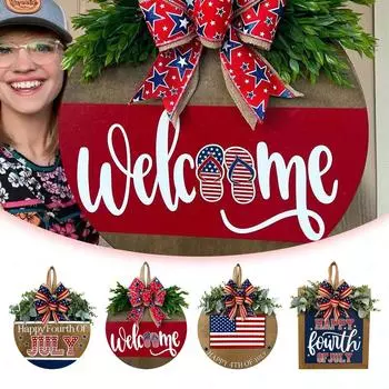 День Независимости Деревянная Дверная Табличка День Домашняя Вечеринка Макет Реквизит Дверь Висит One Size