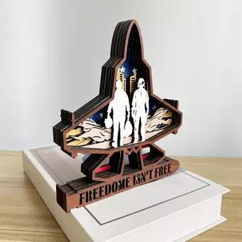 День независимости Деревянные украшения Творческий день Истребитель Резьба Украшение для рабочего стола Украшения для ветеранов One Size