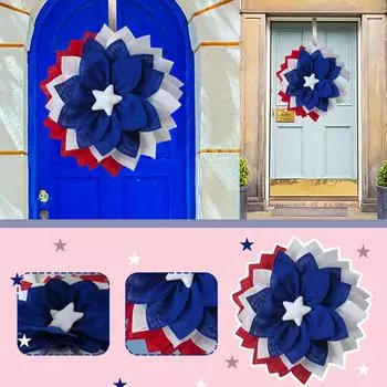 День Независимости Венок Украшение Крыльца Передняя Дверь Открытый Висячий Венок Декор