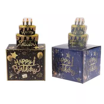 День рождения Копилка для денег с выдвижной коробкой для открыток на день рождения, подарочная коробка для денег, декоративная реквизит для дня рождения, выдвижная коробка темно-синий