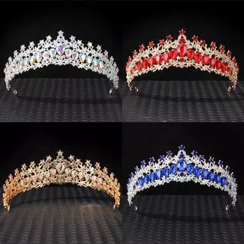 День рождения Корона Аксессуары для волос из сплава Свадебное платье Стразы Свадебная повязка на голову Гальваническая корона Ужин Свадебный головной убор