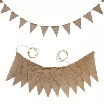 День рождения Льняной Баннер Многоцветные Треугольники Флаги Подвесной Вымпел Декор День Рождения Подарок