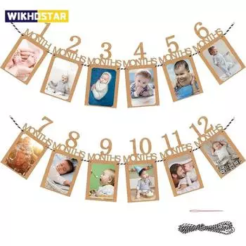 День рождения ребенка один год 12 месяцев фото баннер мальчик девочка 1 год день рождения декор фото гирлянды первый день рождения ребенка