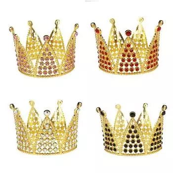 День рождения украшение для выпечки корона вечеринка представление детские аксессуары для волос свадебные украшения круглая тиара сплав горный хрусталь корона