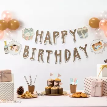 ДЕНЬ РОЖДЕНИЯ Garland Iroha Publishing natural [РЕТРО] SBG2-01