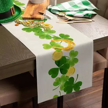 День Святого Патрика, трилистник, золотая монета, стол, флаг, свадебный декор, крышка стола, праздничный домашний декор для кухни, обеденный стол, скатерть 150x33cm