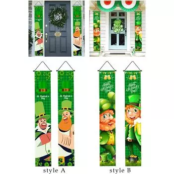 День Святого Патрика Знак на крыльце Полиэстеровая ткань Подвесной знак на дверь Баннер для крыльца Стена на открытом воздухе В помещении Класс Праздник