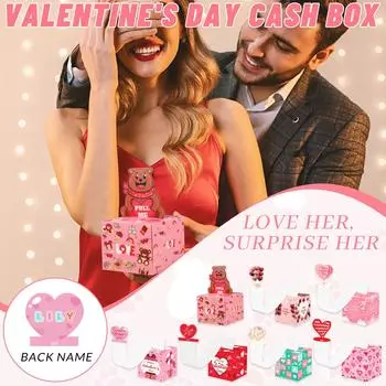 День святого Валентина 2025 Тематические наклейки с буквами и именами Сюрприз для вечеринки Романтика Сюрприз Украшение Копилка One Size