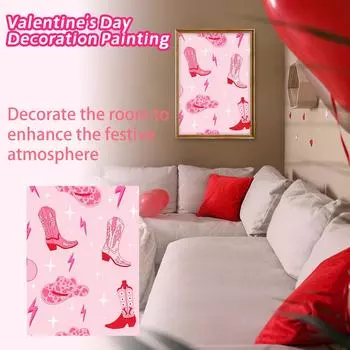 День святого Валентина Абстрактное настенное искусство Холст Плакат Гостиная Спальня Картина Основная декоративная живопись, Милый элегантный принт Спальня Украшение общежития One Size