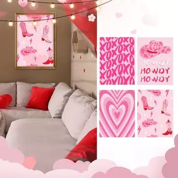 День святого Валентина Абстрактное настенное искусство Холст Плакат Гостиная Спальня Картина Основная декоративная живопись, Милый элегантный принт Спальня Украшение общежития One Size