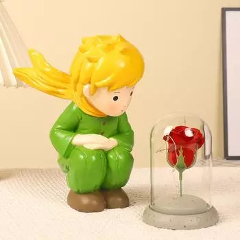 День святого Валентина, большой маленький принц, розовое стекло, маленькая ночная лампа, настольная лампа для спальни, шаровая лампа, украшение из смолы Warm White