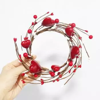 День святого Валентина День матери Любовь Ягода Ротанг Свеча Кольцо Декоративные Растительные Венки 1pcs